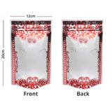 Custom Printed:High Quality Matte Frosted Clear W/Red Print Zip Lock Bag Plastic Mylar Stand Up Food Storage Organizer Pouch