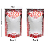 High Quality Matte Clear Frosted W/Red Print And Tear Notch Zip Lock Bag Plastic Mylar Stand Up Food Storage Organizer Pouch