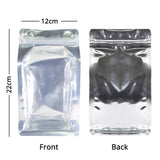 Transparent Silver Glossy Metallic Foil Plastic Mylar Stand Up Bag Sustainable Use Storage Food Zip Lock Pouch