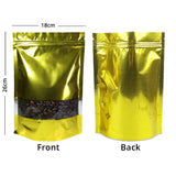 Glossy Multisizes Custom Metallic Foil Bag Recyclable Stand Up With Clear Window Household Kitchen Zip Lock Pouch