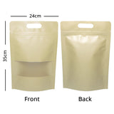 Kraft Paper Stand Up Bag With Frosted Window And Tear Notch Matte Mylar Compostable Eco Storage Zip Lock Bag