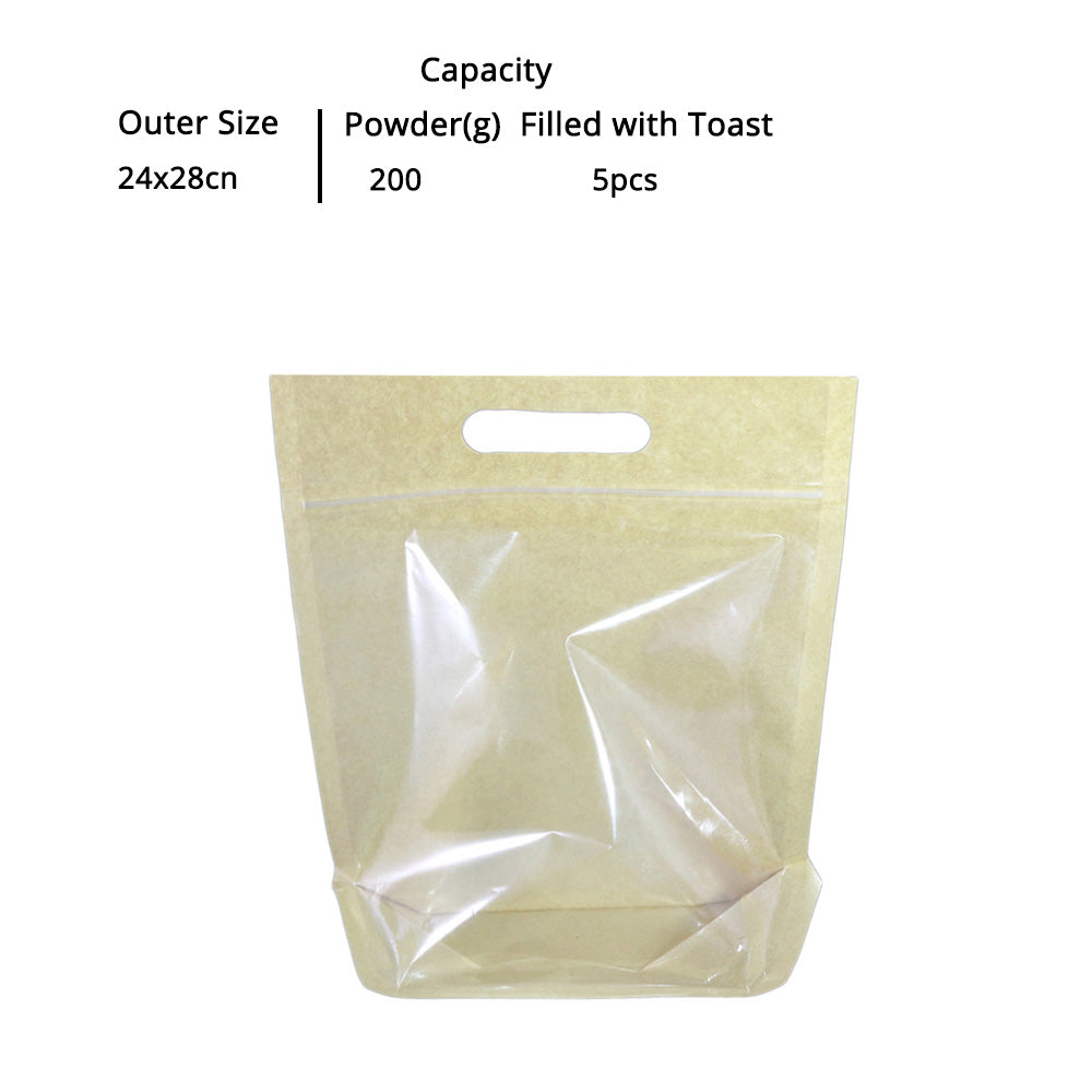 24x28cm Glossy Clear Kraft Toast Bread Bag With Vent Hole/Hand Hole Pl