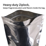 New Design Glossy Silver Metallic Mylar Plastic Zip Lock Bag Reclosable Stand Up Waterproof Food Storage Pouch