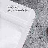 Heat Seal Kraft Paper Zipper Bag Custom Matte Stand Up Eco Reclosable Storage White Ziplock Bag With Window And Tear Notch