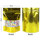 Custom Printed:Glossy Multisizes Metallic Foil Bag Recyclable Stand Up With Clear Window Household Kitchen Zip Lock Pouch