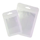 Different Sizes Black White Framed Clear Front Mylar Flat Zipper Bag with Euro Slot For Phone Accessories