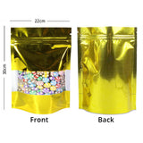 Custom Printed:Glossy Multisizes Metallic Foil Bag Recyclable Stand Up With Clear Window Household Kitchen Zip Lock Pouch