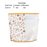 22x21cm Matte White Coffee Bean Gift Storage Packaging Bag With Frosted Window Stand Up Foil  Zipper Pouch