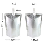 100ml-1L Eco Aluminium Foil Mylar Spout Pouch Glossy Silver Liquid Storage Organizer Stand Up Bag