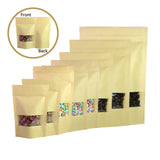 Custom Printed:Zip Lock With Window Kraft Paper Stand Up Pouch Recyclable Eco-friendly Mylar Packaging Storage Bag