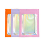 Custom Printed: Variou-size Glossy Cosmetic Storage Reusable Zip Lock Bag Metallic Foil Mylar Flat With Clear Window Package Pouch