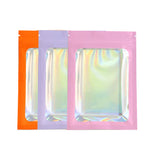 Custom Variousizes Glossy Cosmetic Brush Storage Reusable Ziplock Bag Metallic Foil Mylar Flat With Clear Window Packaging Bag