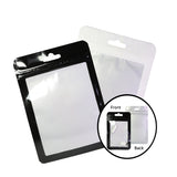 Custom Printed: Various Sizes Black White Framed Clear Front Mylar Flat Zipper Bag with Euro Slot For Phone Accessories
