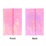 Multi-size Vacuum Heat Sealing Glossy Holographic Pink Storage Pouch Open Top Packaging Bag with Tear Notch