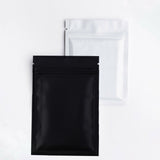 Custom Printed: Matte Black/White Smell Proof Plastic Mylar Zip Lock Bag Flat Bottom Tear Notch Packaging Pouch