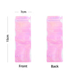 Custom Printed: New Glossy Holographic Pink Plastic Zip Lock Bag Reflective Flat Bottom Cosmetic Jewelry Storage Sealed Pouch