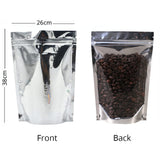 100Pcs Glossy Clear One Side Eco Metallic Foil Mylar Packaging Stand Up Zip Lock Bag For Multifunction Storage Pouch