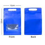 50Pcs/Pack Stand Up Bag With Hand Hole Matte Metallic Foil Mylar Plastic Doypack Food Nut Gift Packaging Zip Lock Storage Pouch