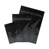 Multi-Size Glossy Black Vacuum Zip Lock Package Bag Recyclable Foil Mylar Flat Zipper Bag