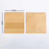 High Quality Custom Kraft Paper Sealed Bag Flat Bottom With Clear Window Eco Recyclable Zip Lock Storage Packaging Pouch