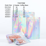 Custom Printed:Food Candy Sachet Smellproof Holographic Silver Translucent Plastic Bag Metallic Foil Stand Up Zipper Storage Pouch