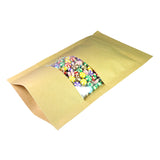 Zip Lock With Window Kraft Paper Stand Up Pouch Recyclable Eco-friendly Mylar Packaging Storage Bag With Tear Notch