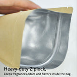 Kraft Paper Metallic Foil Mylar Stand Up Zipper Bag Eco Sealing Film Bag Smellproof Tea Food Storage Organizer Pouch