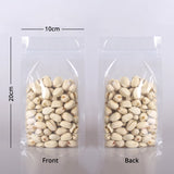 Custom Printed:Hot Sale Glossy Clear Cereal Storage Packaging Zipper Bag Plastic Mylar Stand Up With Tear Notch