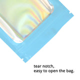 Glossy Plastic Seal Packaging Bag With Clear Window And Tear Notch Foil Flat Bottom Jewelry Travel Sample Storage Zipper Pouch