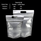 Custom Printed:Matte Stand Up Frosted White Plastic Mylar Zipper Bag Food Coffee Storage Pouch Smellproof W/Handle Hole