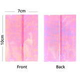 Multi-size Vacuum Heat Sealing Glossy Holographic Pink Storage Pouch Open Top Packaging Bag with Tear Notch