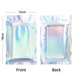 Holographic Silver Bag New Design Glossy Clear Front Plastic Bag Metallic Foil Mylar Cosmetics Food Storage Zipper Pouch