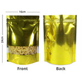 Glossy Multisizes Custom Metallic Foil Bag Recyclable Stand Up With Clear Window Household Kitchen Zip Lock Pouch