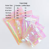 Custom Printed: Holographic Pink Flat Bottom Heat Seal Bag Plastic Mylar Packaging Zip Lock Pouch For Food Make up Storage