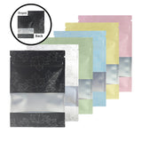 Reusable Multi-Size & Color Matte Aluminium Mylar Flat Zip Lock Bag Maple Leaf Design Clear Window Flat Pouch