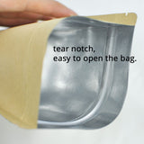 Kraft Paper Metallic Foil Mylar Stand Up Zipper Bag Eco Sealing Film Bag Smellproof Tea Food Storage Organizer Pouch