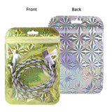 Earphone Zip Lock Bag Metallic Mylar Pouches USB Cable Storage Pouch Clear Front Package Bag With Hang Hole