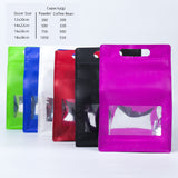 50Pcs/Pack Stand Up Bag With Hand Hole Matte Metallic Foil Mylar Plastic Doypack Food Nut Gift Packaging Zip Lock Storage Pouch