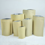 Kraft Paper Metallic Foil Mylar Stand Up Zipper Bag Eco Sealing Film Bag Smellproof Tea Food Storage Organizer Pouch