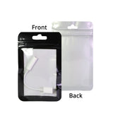 Custom Printed: Various Sizes Black White Framed Clear Front Mylar Flat Zipper Bag with Euro Slot For Phone Accessories