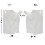 7x10cm Custom Self Seal Stand Up Spout Pouch 50ml Glossy Plastic Packaging Liquid Drink Sample Storage Bag