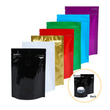 Valve Ziplock Bag Glossy Multicolors With Oval Window And Tear Notch Plastic Packaging Pouch  Foil Mylar Stand Up Storage Bag