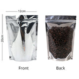 100Pcs Glossy Clear One Side Eco Metallic Foil Mylar Packaging Stand Up Zip Lock Bag For Multifunction Storage Pouch