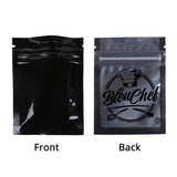 Custom Printed: 6.5x9cm Glossy Tear Notch Flat Pouch Mylar Reclosable Small Plastic Black Zip Lock Packaging Bag