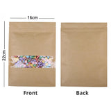 New Style Premium Assorted Sizes Tear Notch Flat Pouch Kraft Paper Zip Lock Storage Bag w/ Clear Window