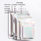 Custom Printed: Heat Seal Smell Proof Holographic Silver Zip Lock Bag Reusable Foil Mylar Kitchen Package Storage Pouch