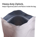 Multi-Size Tear Notch Heavy-Duty Silver Flat Aluminum Foil Self Sealing Pouch Food Snack Zip Lock Package Storage Bag