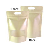 Kraft Paper Stand Up Bag With Frosted Window And Tear Notch Matte Mylar Compostable Eco Storage Zip Lock Bag