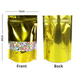 Glossy Multisizes Custom Metallic Foil Bag Recyclable Stand Up With Clear Window Household Kitchen Zip Lock Pouch