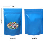 Custom Printed: Glossy Sealed Bag With Oval Clear Window Metallic Foil Mylar Stand Up Household Storage Zip Lock Pouch